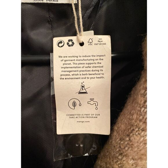 MANGO Women's Textured Wrap Coat Size X-Large - Picture 12 of 14